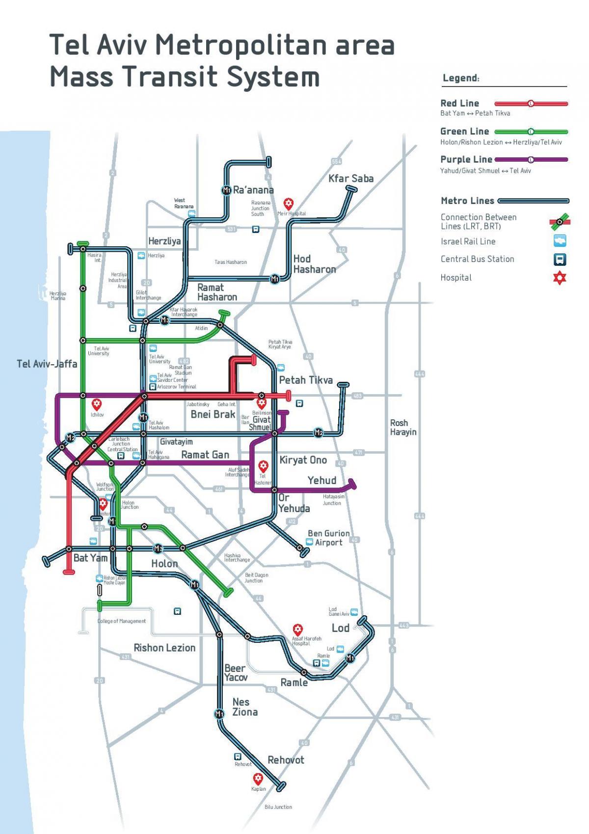 خريطة محطة مترو أنفاق تل أبيب