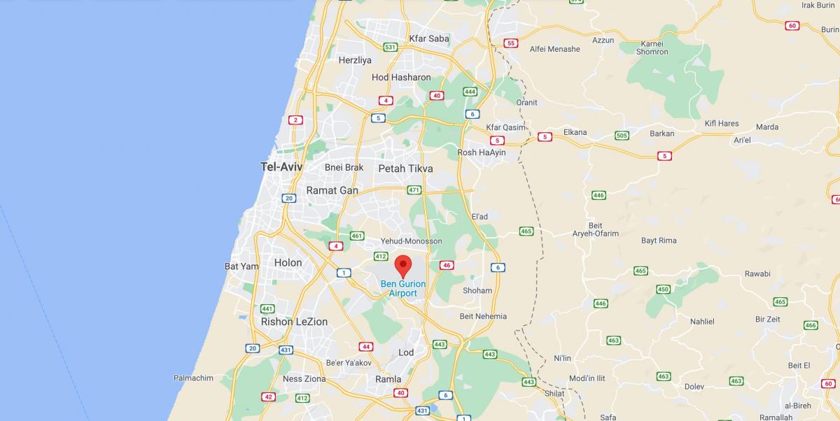 خريطة مطارات تل أبيب