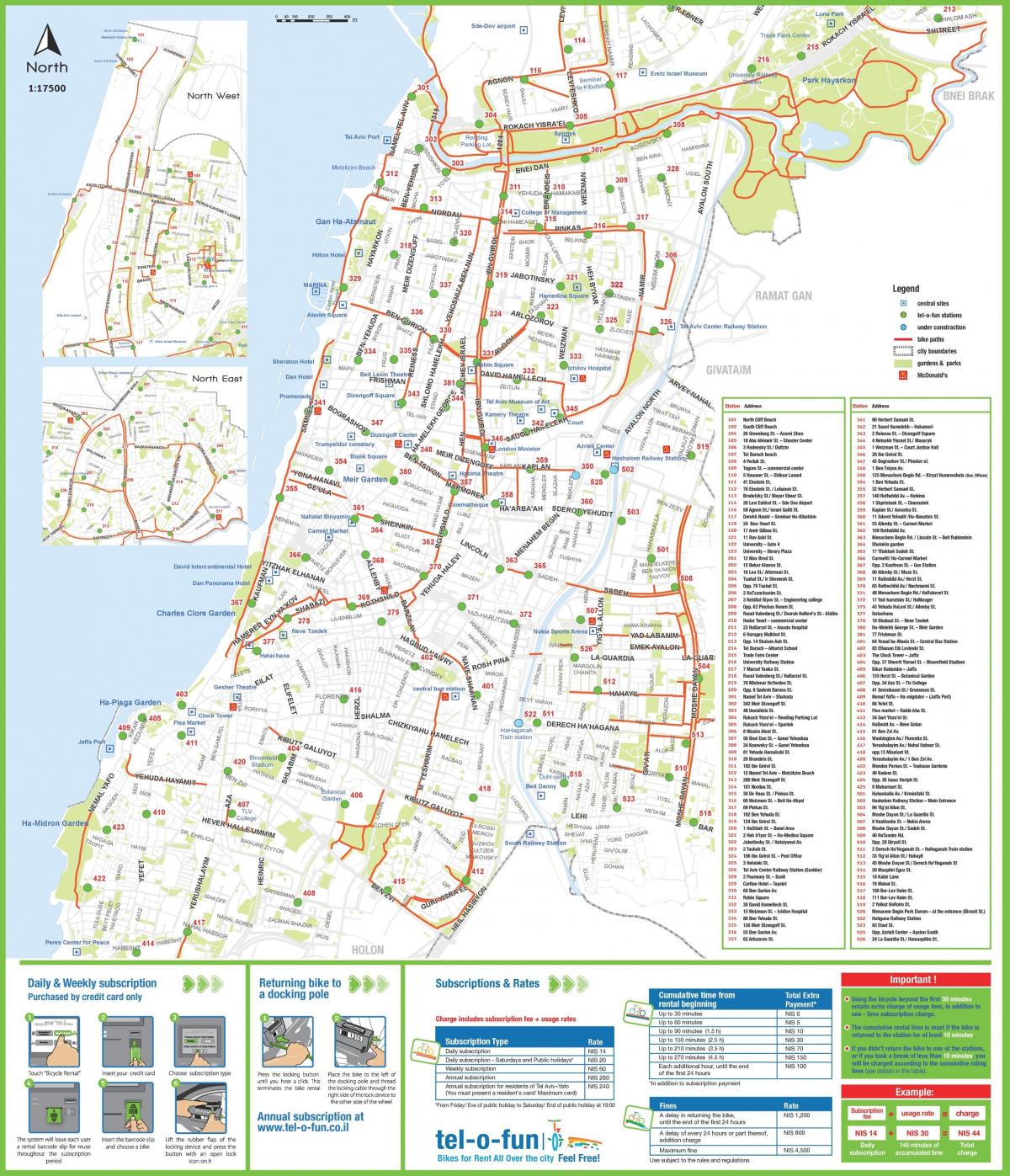 خريطة ممر الدراجات في تل أبيب