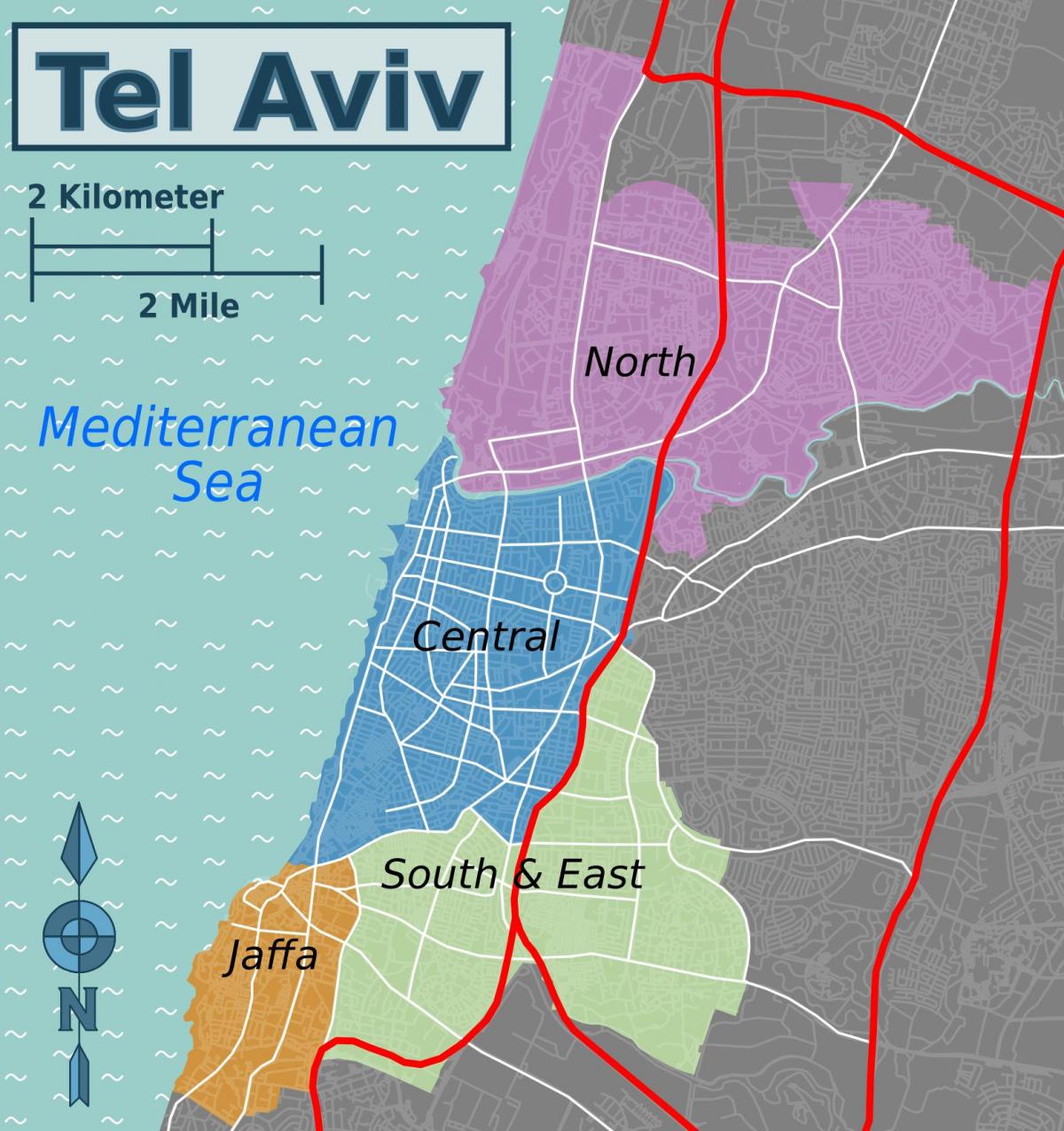 خريطة منطقة تل أبيب