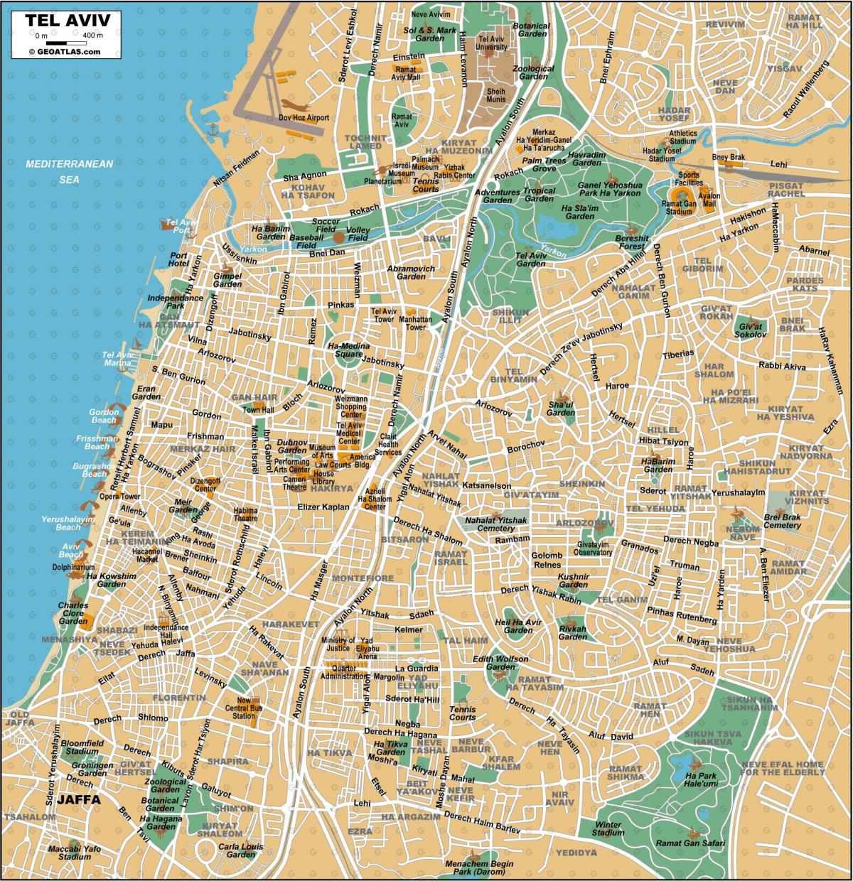 خريطة وسط مدينة تل أبيب