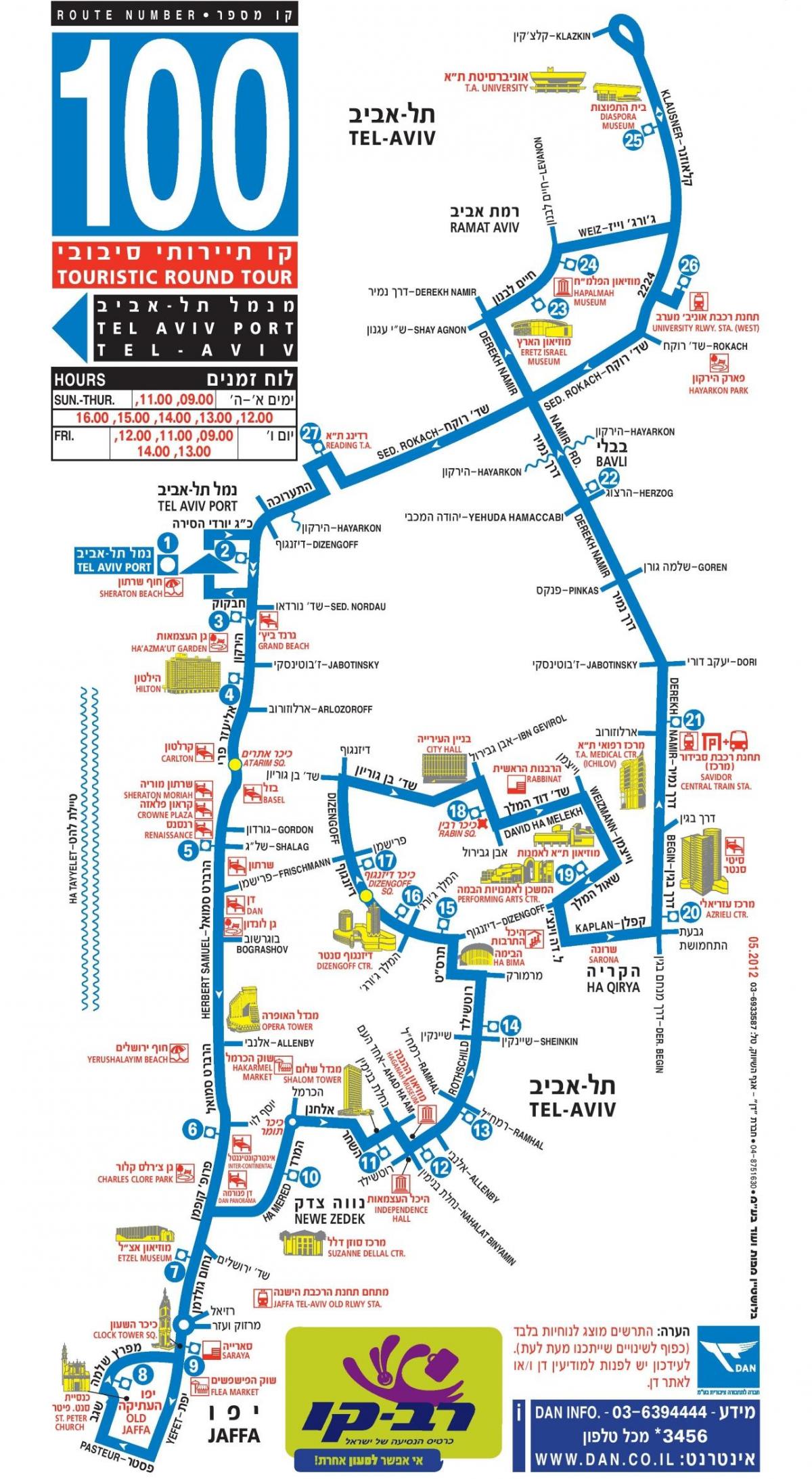 تل أبيب هوب أون هوب أوف خريطة جولات الحافلات