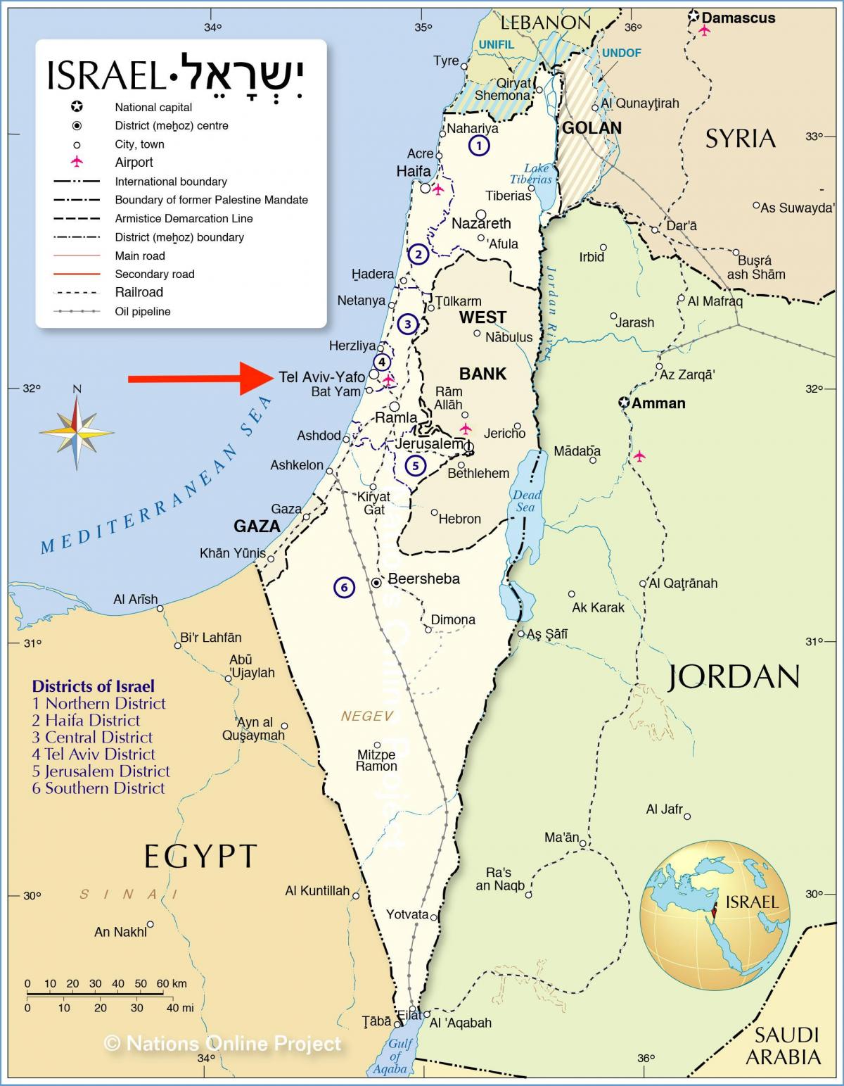 تل أبيب على خريطة إسرائيل