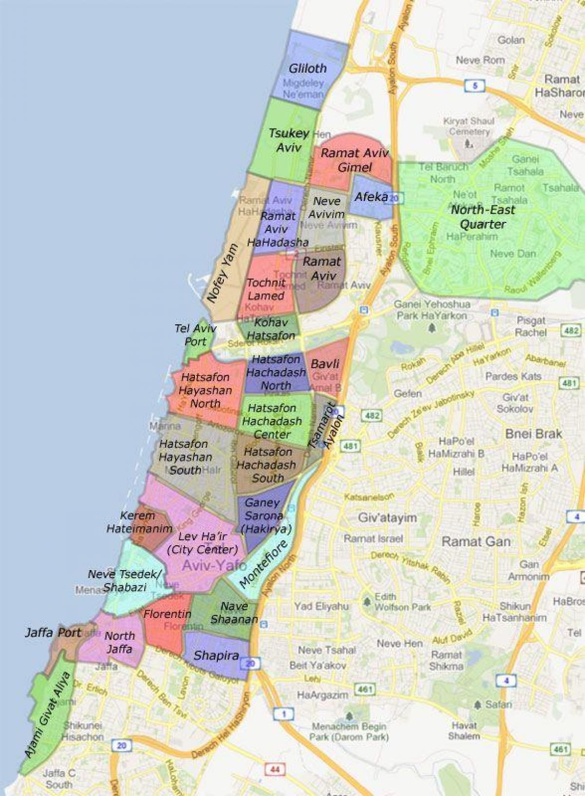 خريطة أحياء تل أبيب