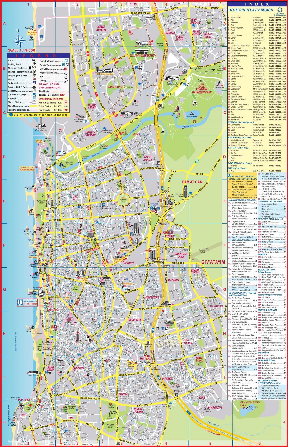 خريطة تل أبيب لمشاهدة المعالم السياحية